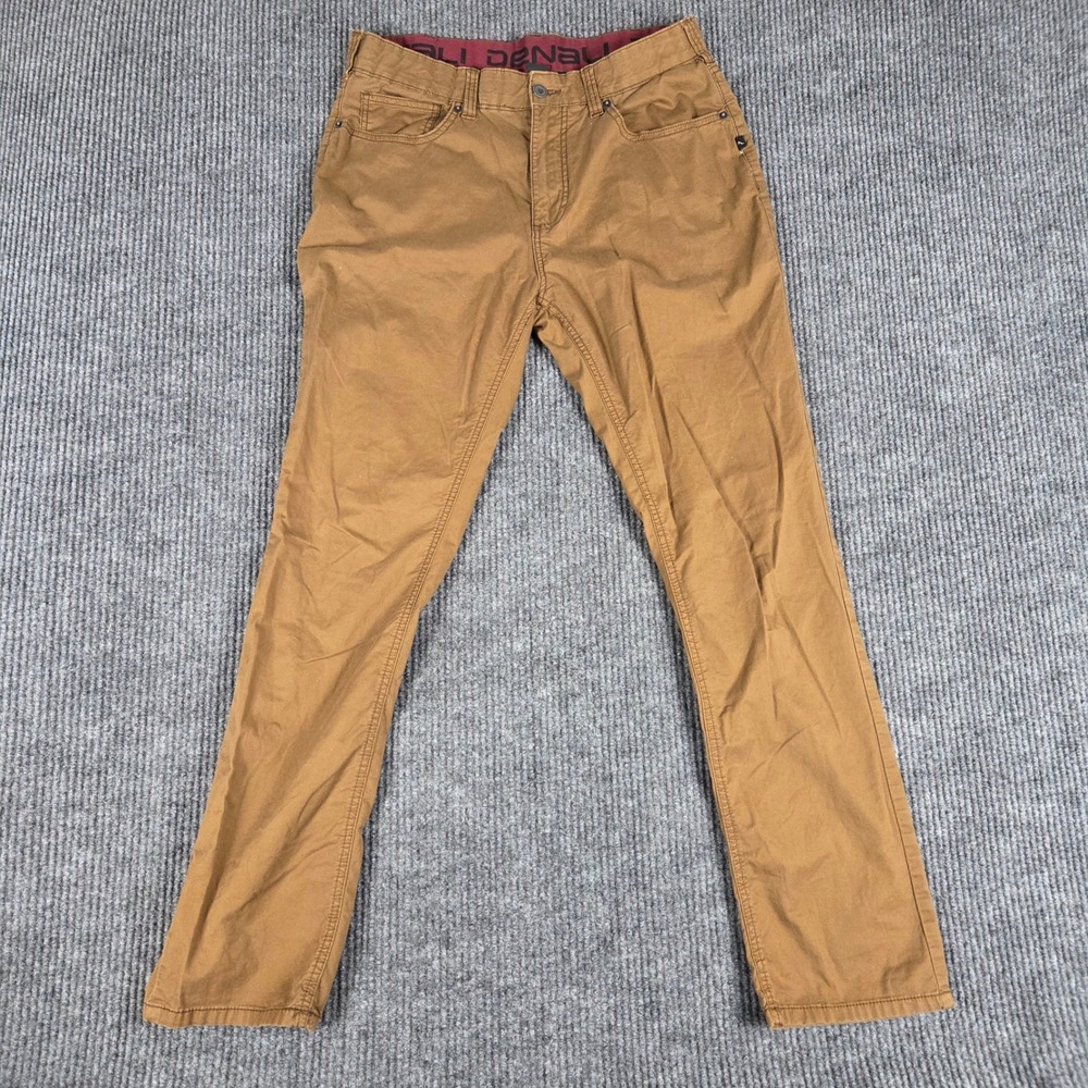 Denali Mens Tan Chinos Pants Flat Front Straight Fit Size 34x32‎